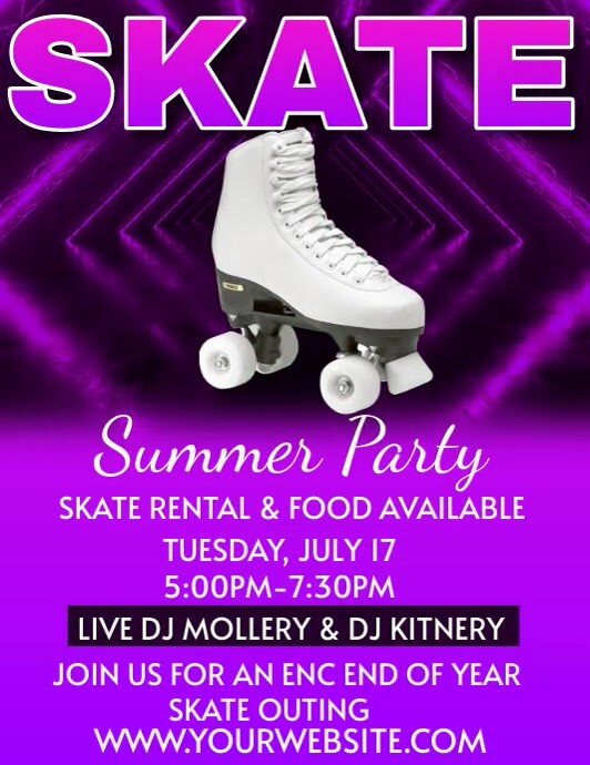 Purple Maximalist Skate Summer Party Flyer (u Ulotka (US Letter) template