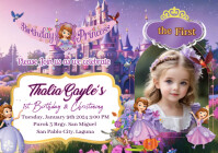 Purple Maximalist Sofia The First Birthday Invitation A4 template