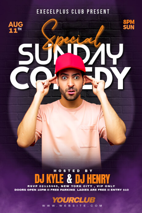 Purple Maximalist Special Sunday Comedy Night  Banner 4' × 6' Banier 4’×6’ template