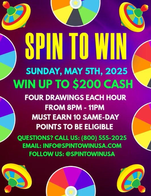 Purple Maximalist Spin To Win Flyer Flyer (us Letter) Pamflet (VSA Brief) template