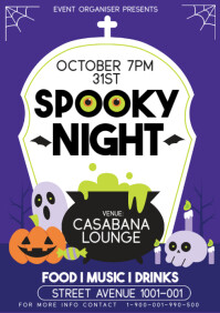 Purple Maximalist Spooky Night Flyer  A3 template