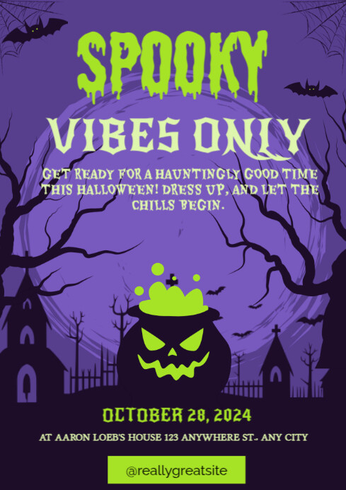 Purple Maximalist Spooky Vibes Only A4 template