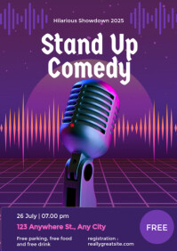 Purple Maximalist Stand Up Comedy A3 template