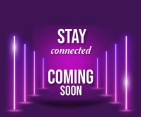 Purple Maximalist Stay Connected Coming Soon Rectángulo Mediano template
