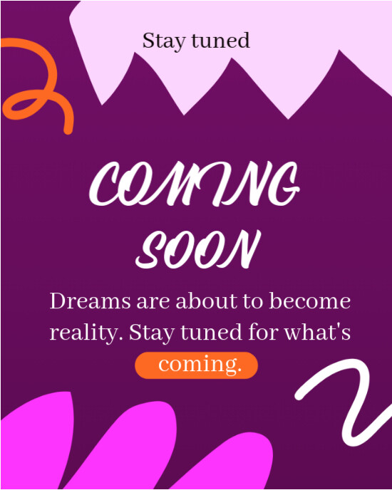 Purple Maximalist Stay Tuned Coming Soon  Instagram Portrait template