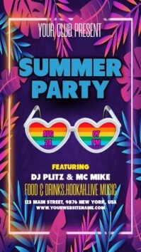 Purple Maximalist Summer Party Digital Display (9:16) template