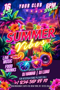 Purple Maximalist Summer Vibes Banner 4' × 6' Video template