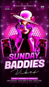 Purple Maximalist Sunday Baddies Party Instagram Story template