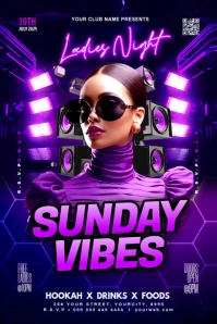Purple Maximalist Sunday Ladies Night  Banner 4' × 6' template