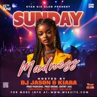 Purple Maximalist Sunday Madness Party Creative Video  Square (1:1) template