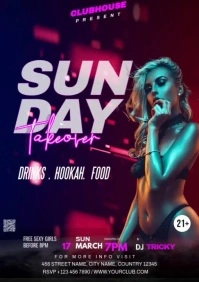 Purple Maximalist Sunday Party A4 template