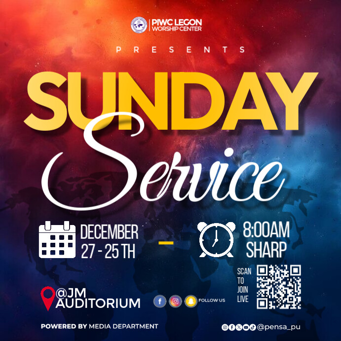 Copy of Purple Maximalist Sunday Service Instagram Post | PosterMyWall