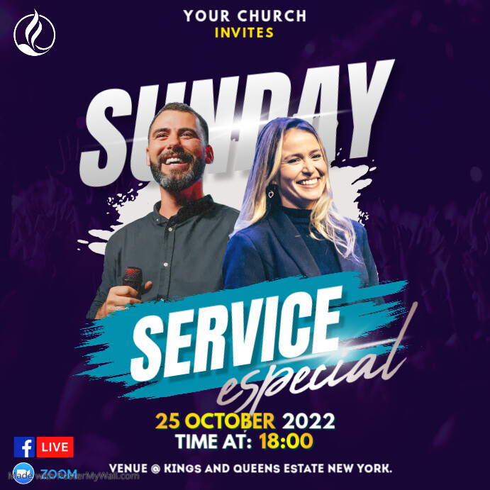 Copy of Purple Maximalist Sunday Service Instagram Post | PosterMyWall