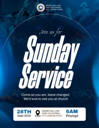 Purple Maximalist Sunday Service Invitation Template Design Flyer (us Letter)