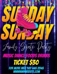 Purple Maximalist Sunday Skate Night Flyer Flyer (us Letter) template