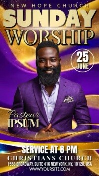 Purple Maximalist Sunday Worship Church Digital Display (9:16) template