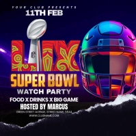 Purple Maximalist Super Bowl Flyer Square (1:1) template