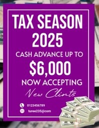 Purple Maximalist Tax Service , Tax Season Flyers, Income Tax.  Tax Preparation, Tax Credit Flyers F Рекламная листовка (US Letter) template