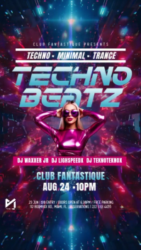 Futuristic Techno Music Video Ad Digital Signage Display 9:16 template