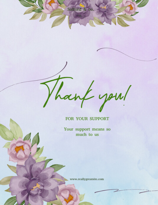 Purple Maximalist Thank You For Your Support Flyer (us Letter) Template ...