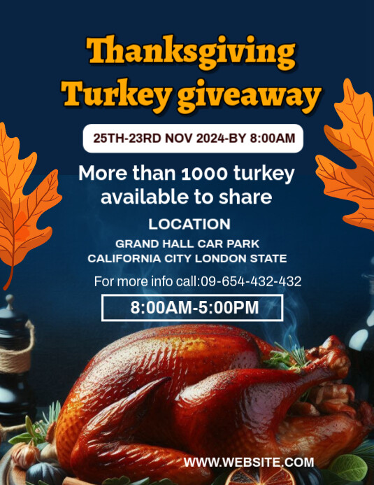 Turkey Raffle Template Purple Maximalist Thanksgiving Turkey Giveaway Template Flyer (us ...