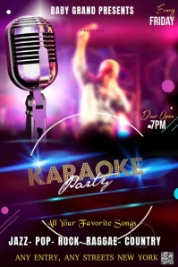 Purple Maximalist This Image Is A Dynamic And Colorful Flyer For A Karaoke Party, Pinterest Graphic template