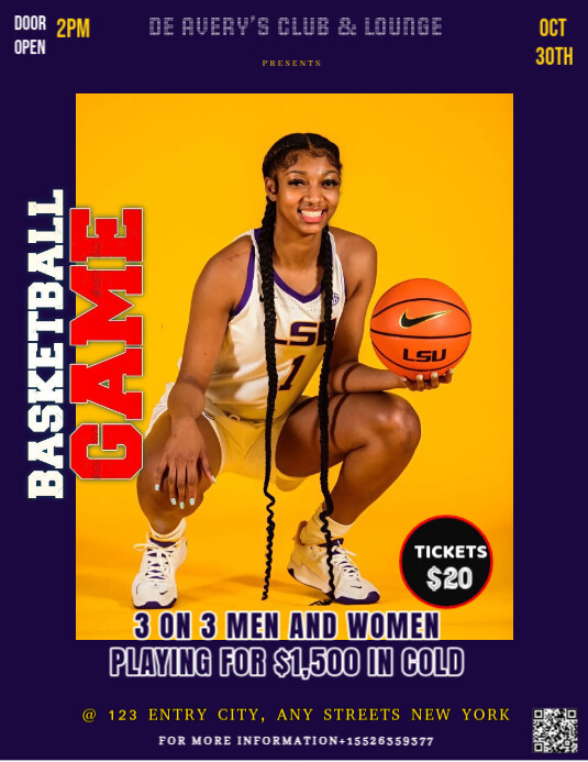 Purple Maximalist This Image Is A Dynamic Poster Design For A Basketball Event. Flyer (us Letter) 传单(美国信函) template