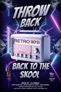 Purple Maximalist Throw Back Party Banner 4' × 6' template