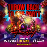 Purple Maximalist Throw Back Party Instagram Post Instagram-bericht template