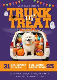 Purple Maximalist Trunk Or Treat A4, trick or treat template