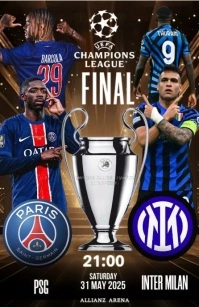 Purple Maximalist Uefa Champions League Final Match Psg Vs Inter Milan  Half Page Wide template