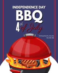 Purple Maximalist Usa Independence Day Bbq Party Ad Flyer Design Instagram Portrait template