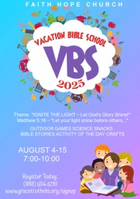 Purple Maximalist Vacation Bible School A4 template