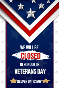 Purple Veterans Day Closure Pinterest-grafik Template