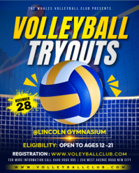 Purple Maximalist Volleyball Tryouts Team Selection Club Players Recruitment Event Invitation Flyer Instagram Portrait template