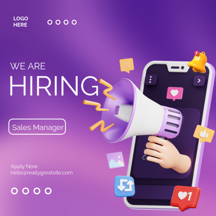 Purple Maximalist We Are Hiring Instagram Post Template | PosterMyWall