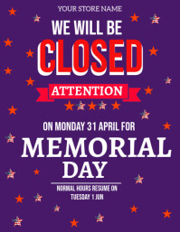 Purple Maximalist We Will Be Closed Memorial Day Flyer (us Letter) template