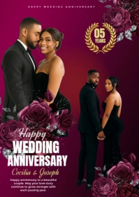Purple Maximalist Wedding Anniversary Design Template A3