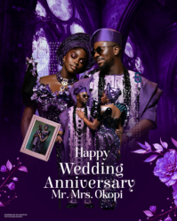 Purple Maximalist Wedding Anniversary  Instagram Portrait template