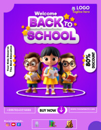 Purple Maximalist Welcome Back To School admission Template  Flyer (us Letter)