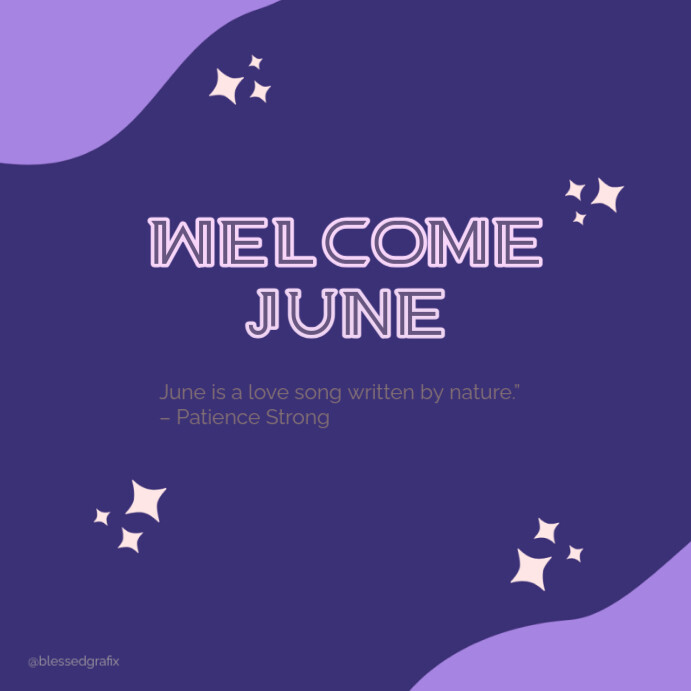 Purple Maximalist Welcome June Instagram Post Template | PosterMyWall