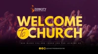 Purple Maximalist Welcome To Church Twitter Post template
