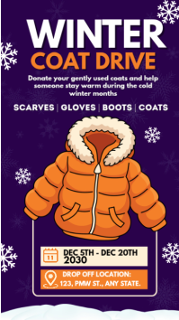 Purple Winter Coat Drive Instagram Story Template