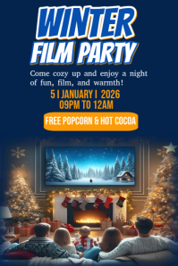 Purple Maximalist Winter Film Movies Night  Poster Плакат template