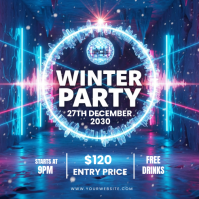 Purple Maximalist Winter Party Instagram Post Wpis na Instagrama template