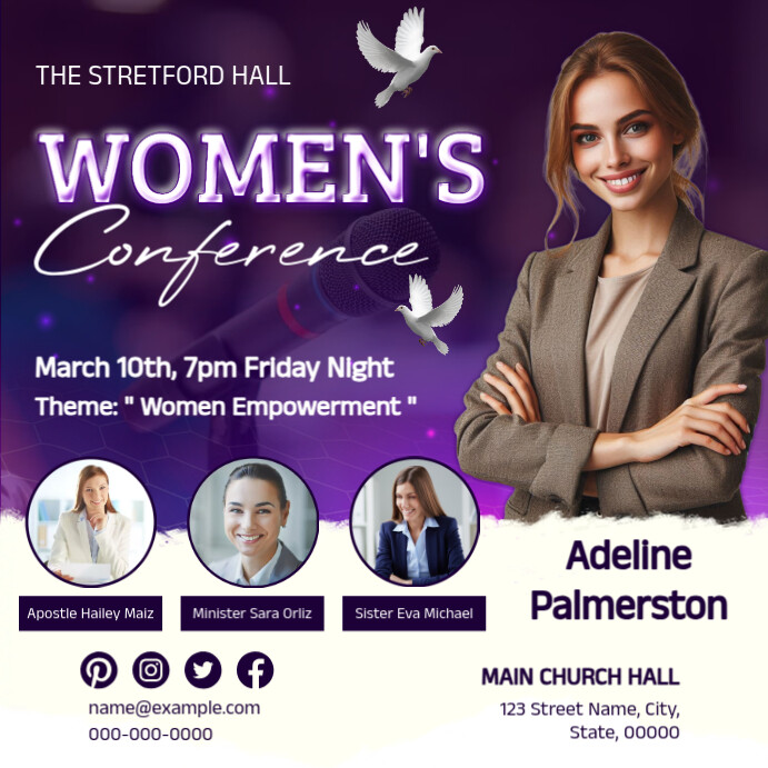 Purple Maximalist Women's Conference Instagram Post Template | PosterMyWall