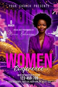 Purple Maximalist Women Conference Banner 4' × 6' template