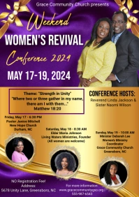 Purple Maximalist Women Revival Flyers A4 template