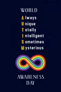 Purple Maximalist World Autism Awareness Day Pinterest Graphic template