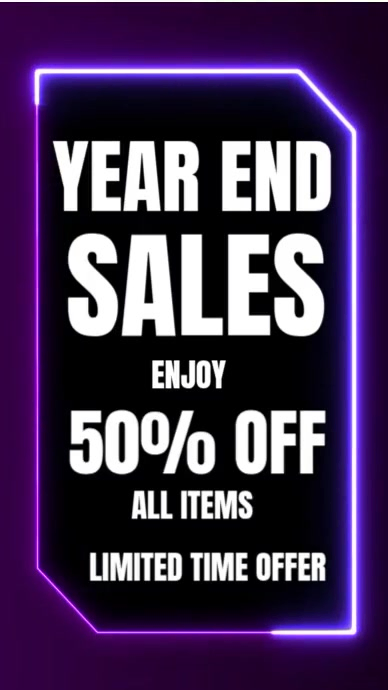 Plantilla de Purple Maximalist Year End Sales Digital Display (9:16 ...